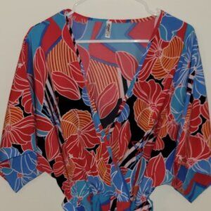 Women's ePretty Romper, Size Large, Multi-color Blue, Black, Orange